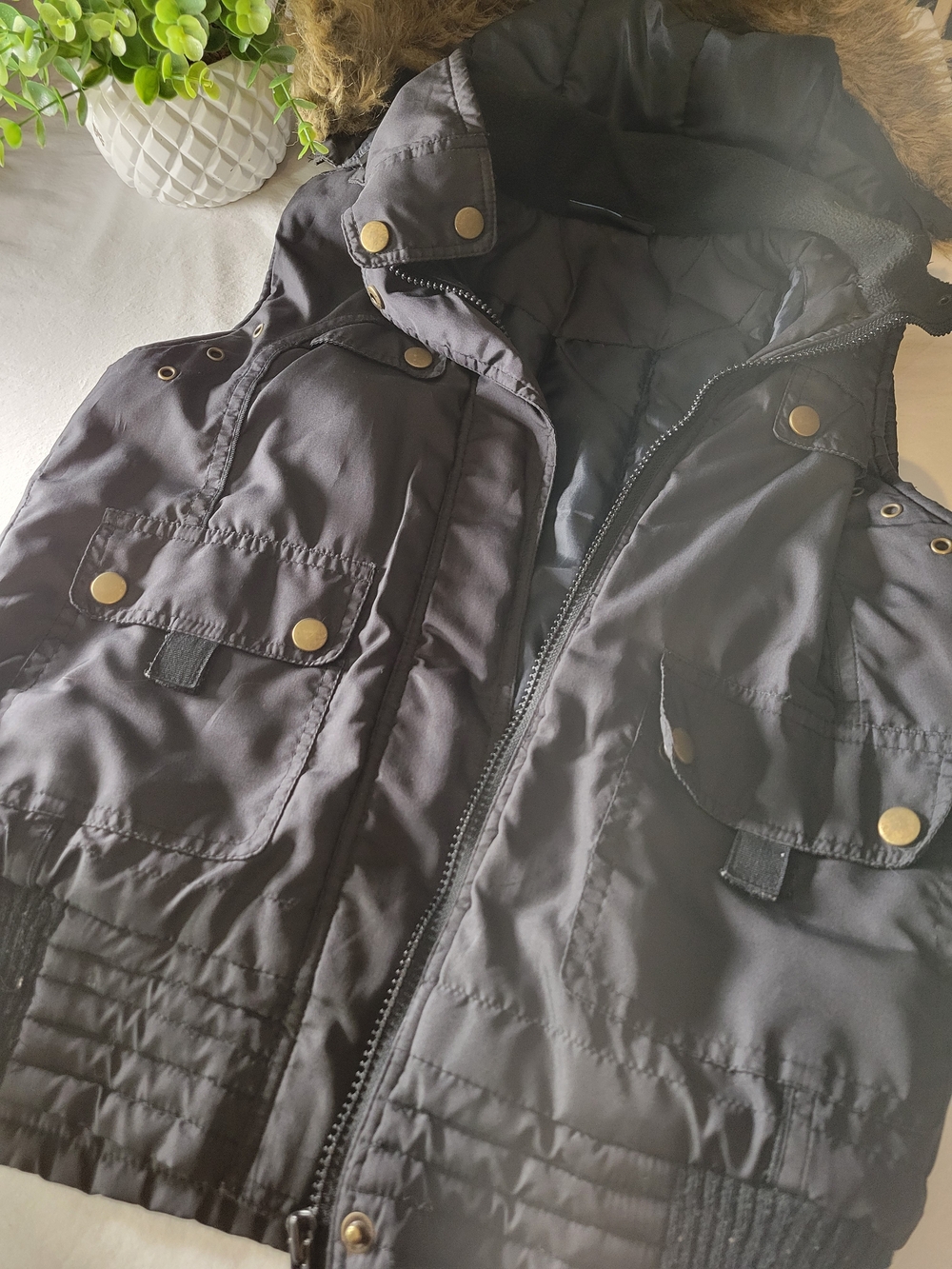 Black Quilted Hooded Puffer Jacket